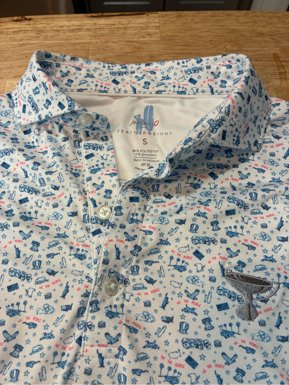 Johnnie-O Featherweight Polo Shirt S America USA We The People Patriotic Tour